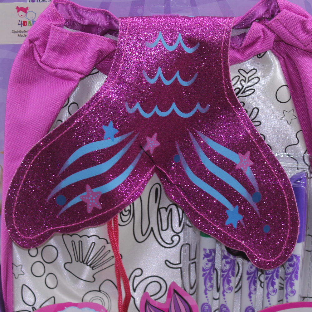 DIY Washable Coloring Markers Mermaid Backpack Set