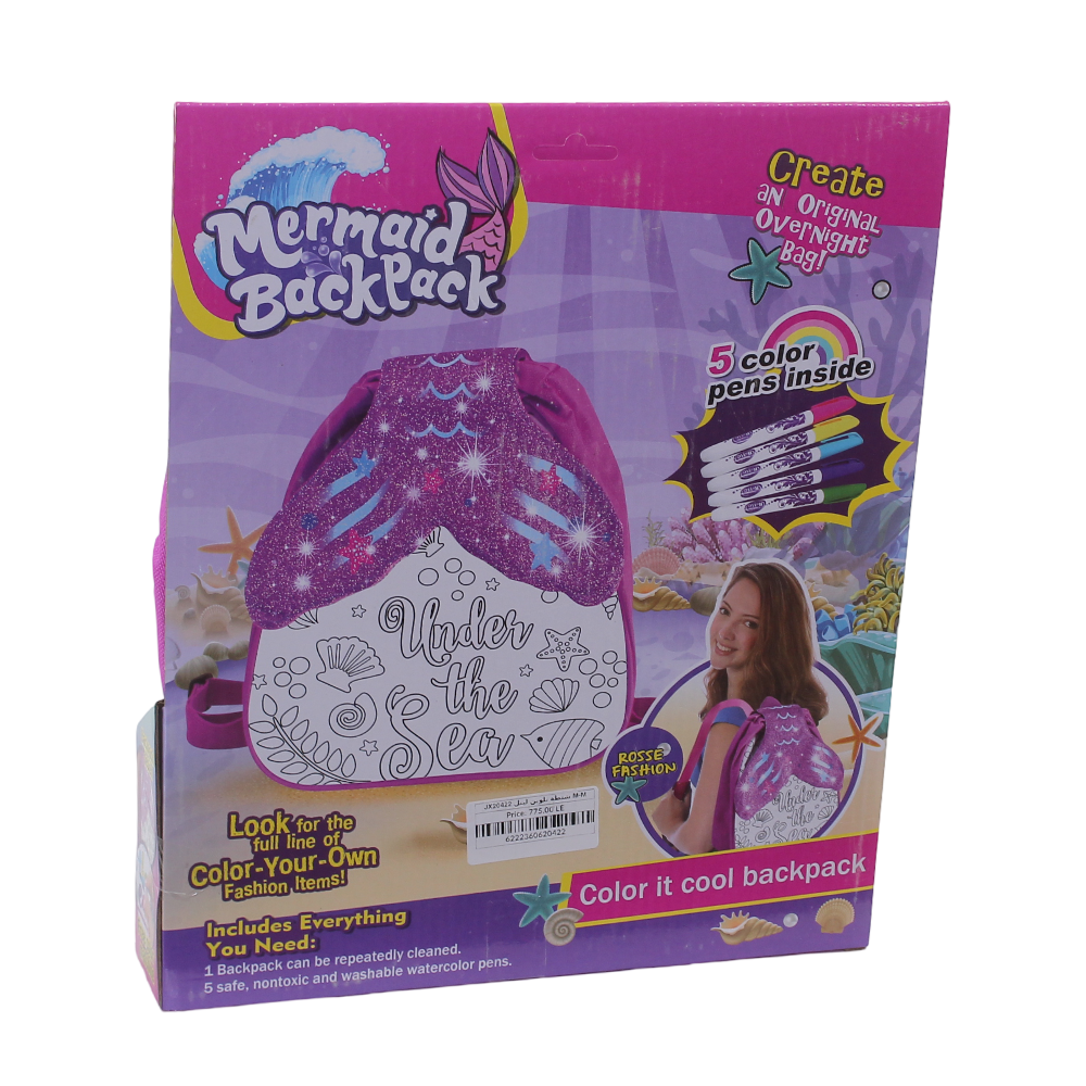 DIY Washable Coloring Markers Mermaid Backpack Set