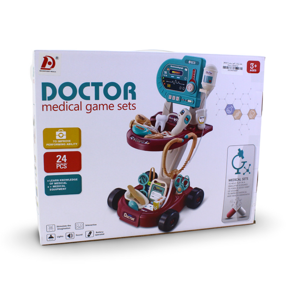 Kids Doctor Medical Cart Playset – 24 Pcs