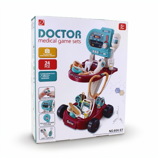 Kids Doctor Medical Cart Playset – 24 Pcs