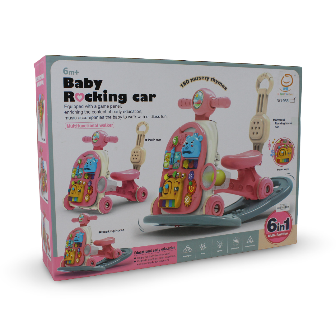6-in-1 Baby Walker & Ride-On Activity Scooter – Pink