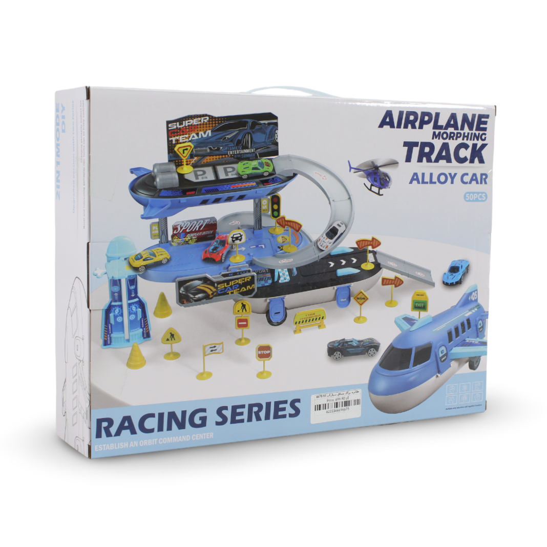 Airplane Morphing Track and Alloy Car Racing Series 2-in-1 Toy Playset – 50 Pcs