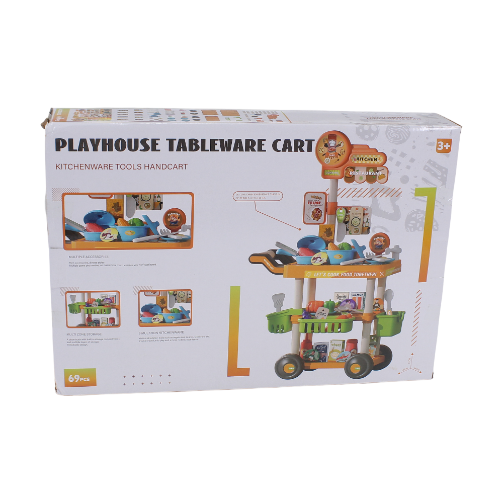 Play House Tableware Cart Toy - 69 Pcs