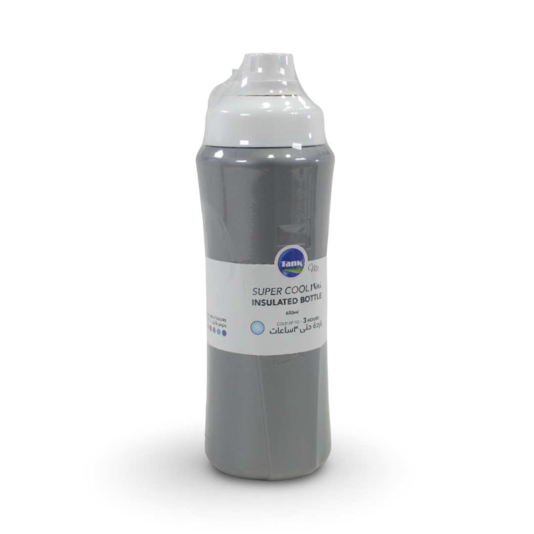 Tank Insulated Plastic Water Bottle Mini Super Cool 650ml – Silver