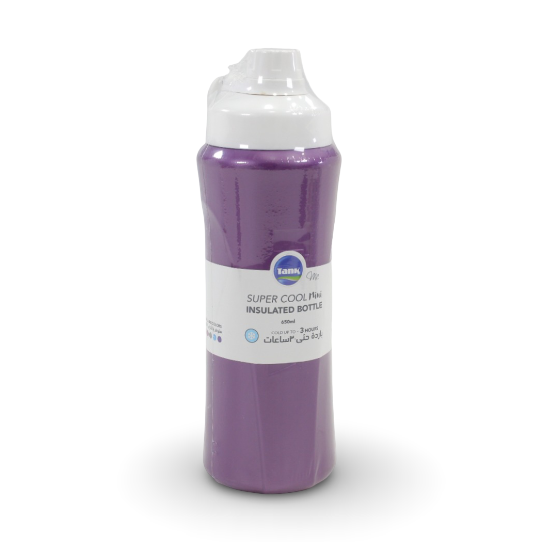 Tank Insulated Plastic Water Bottle Mini Super Cool 650ml – Purple