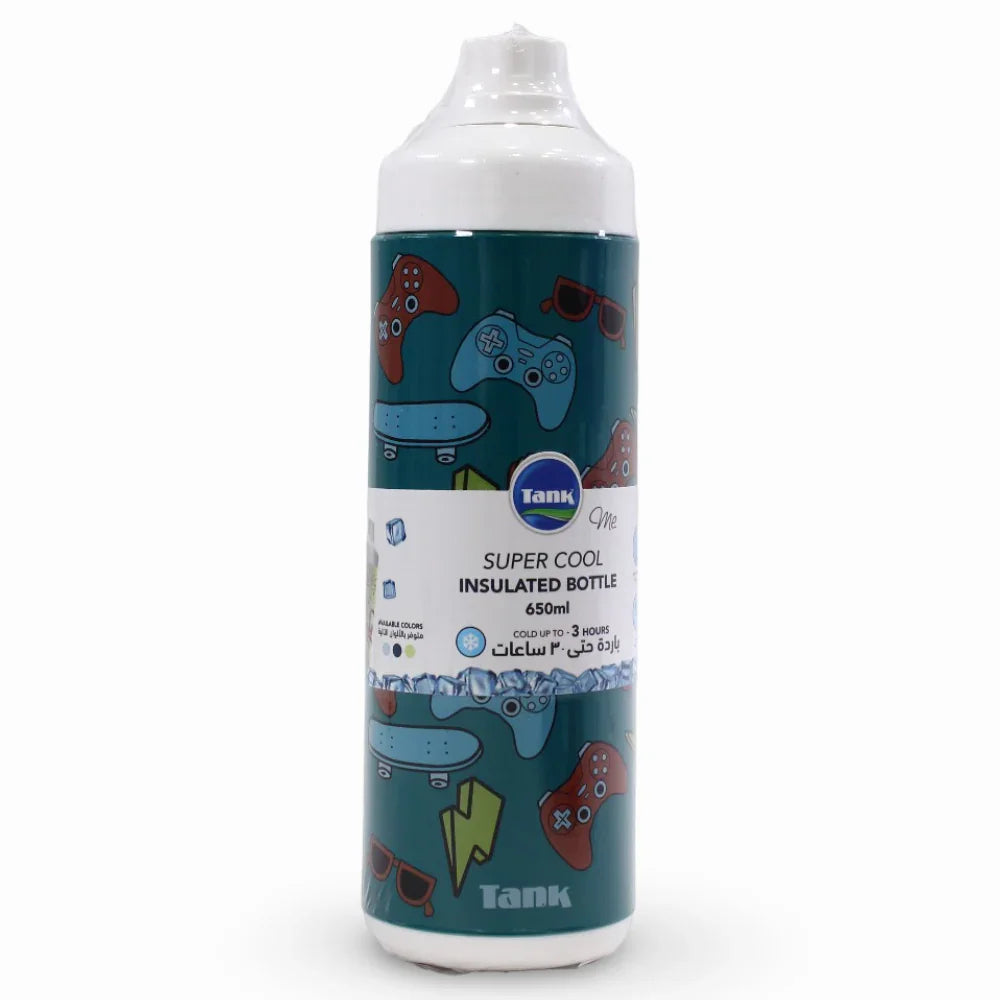 Tank Insulated Plastic Water Bottle – Gaming Print (650ml) - School