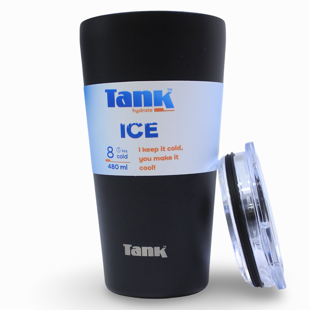 Tank Ice Insulated Stainless Steel Travel Cup 480ml – Black