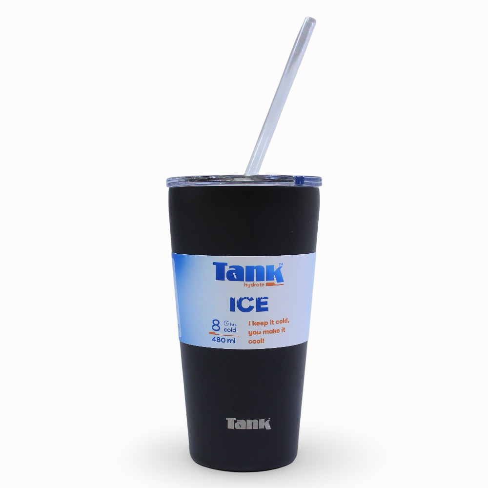 Tank Ice Insulated Stainless Steel Travel Cup 480ml – Black