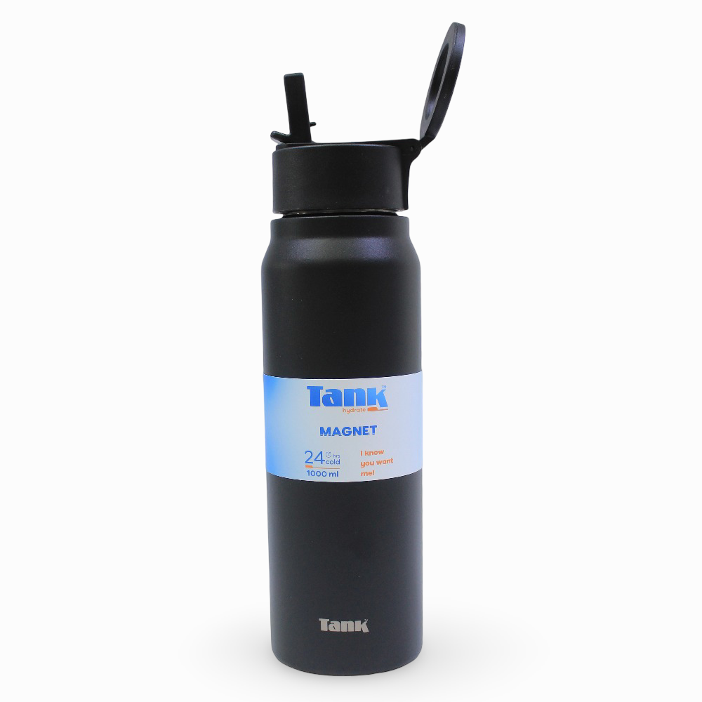 Tank Magnet Insulated Stainless Steel Water Bottle 1000ml – Black