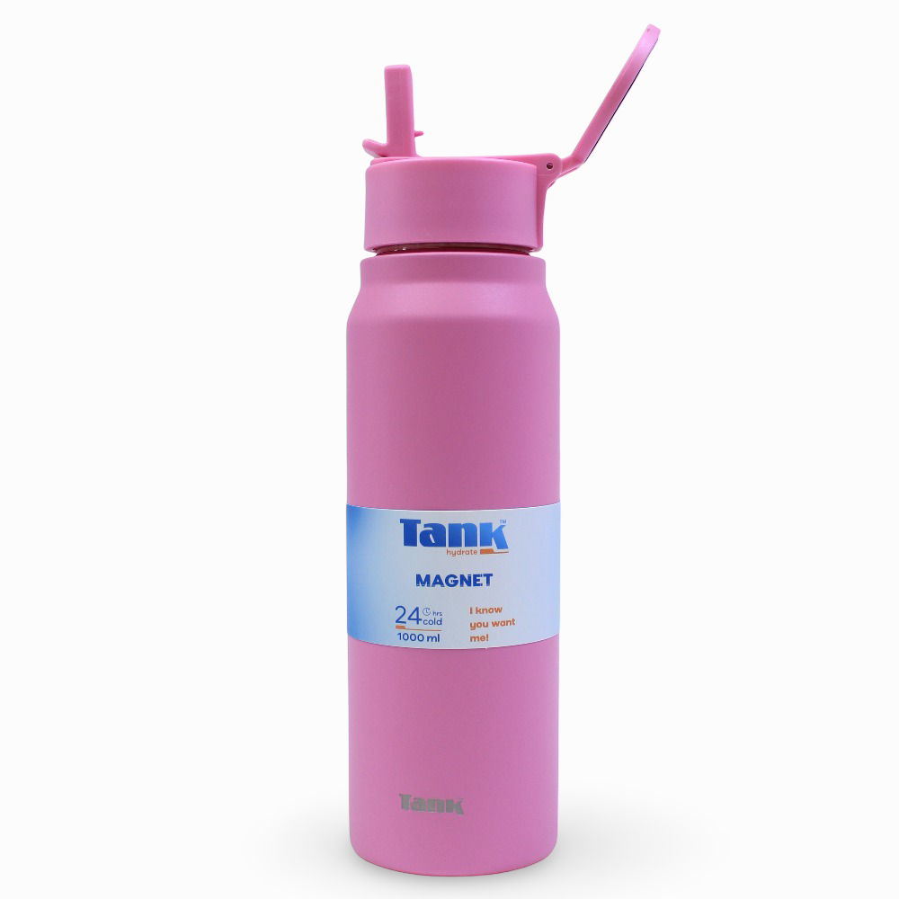 Tank Magnet Insulated Stainless Steel Water Bottle 1000ml – Hot Pink