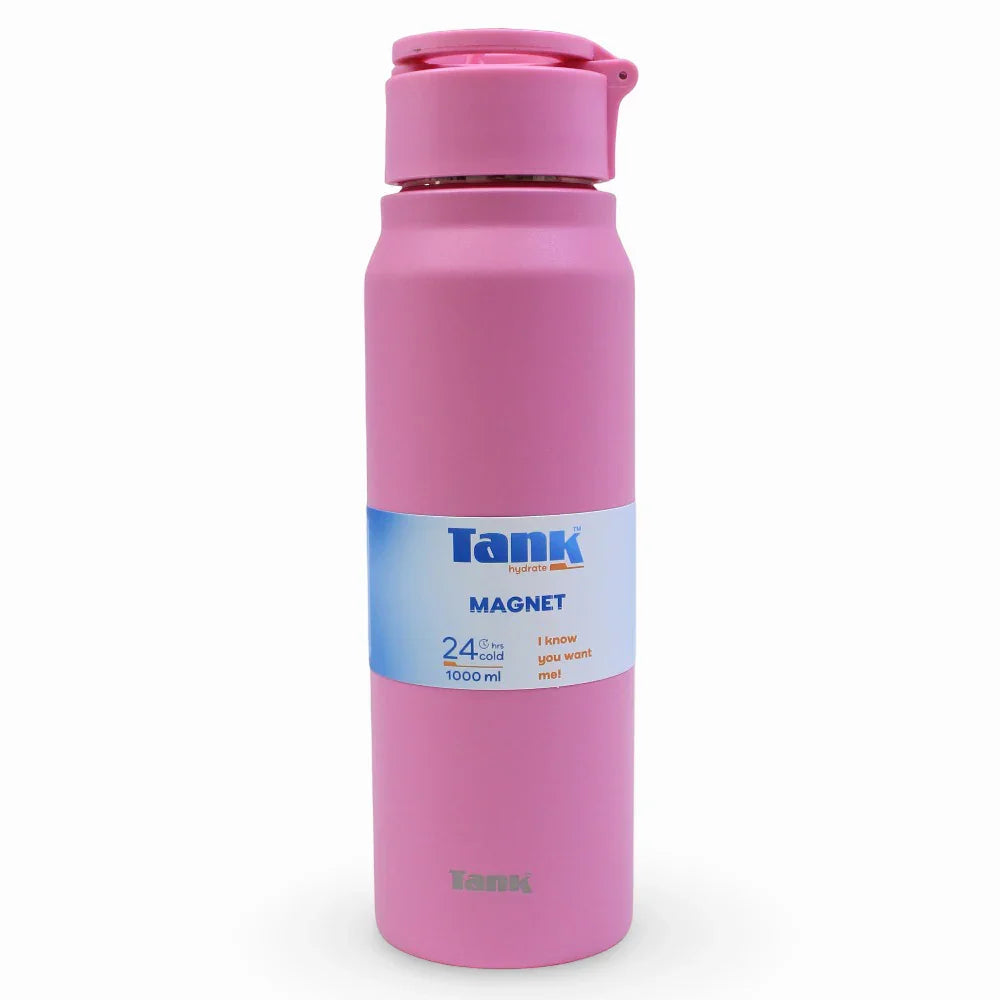 Tank Magnet Insulated Stainless Steel Water Bottle 1000ml – Hot Pink - School