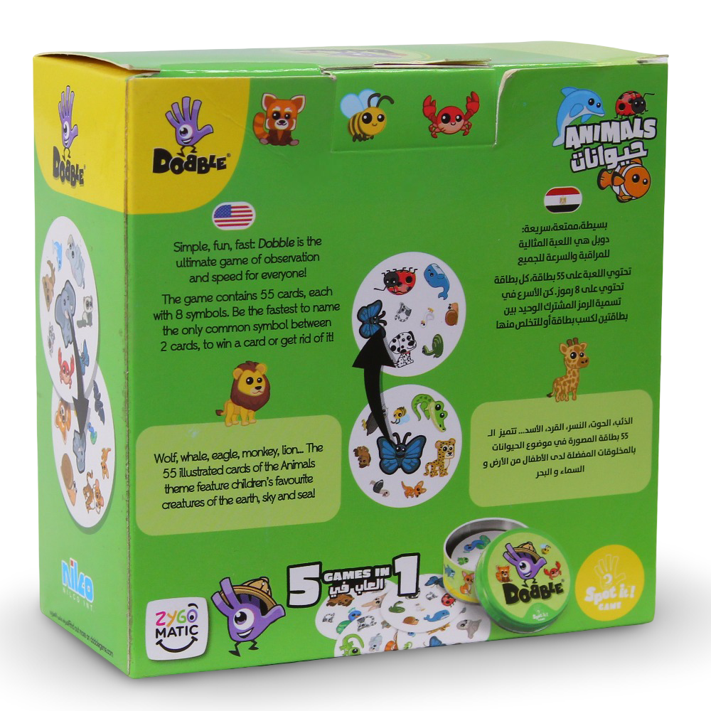 Nilco Dobble Spot the Match Animals Card Game – Green