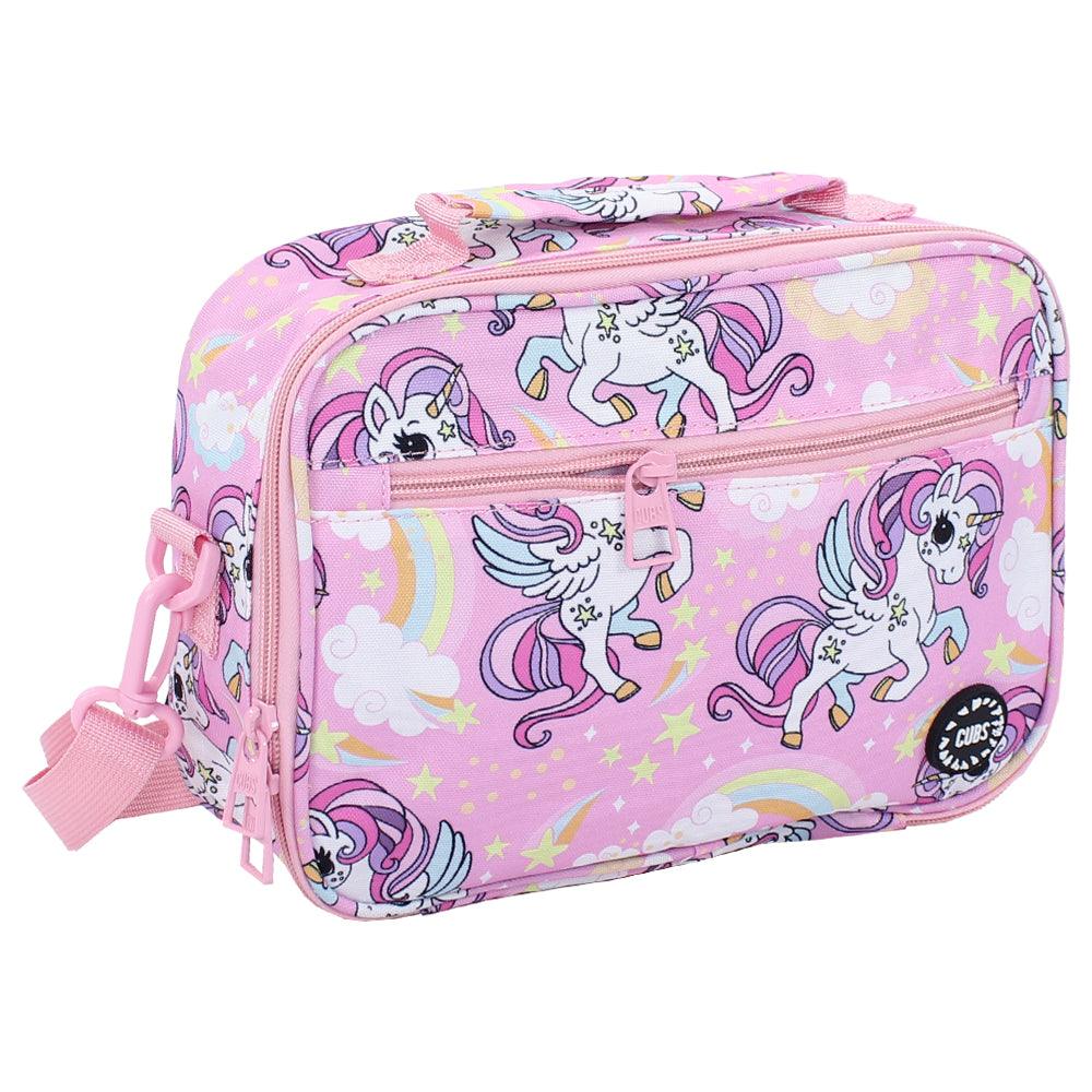 CUBS Baby Pink Unicorn & Rainbows CROSS BODY LUNCH BAG - Ourkids - Cubs