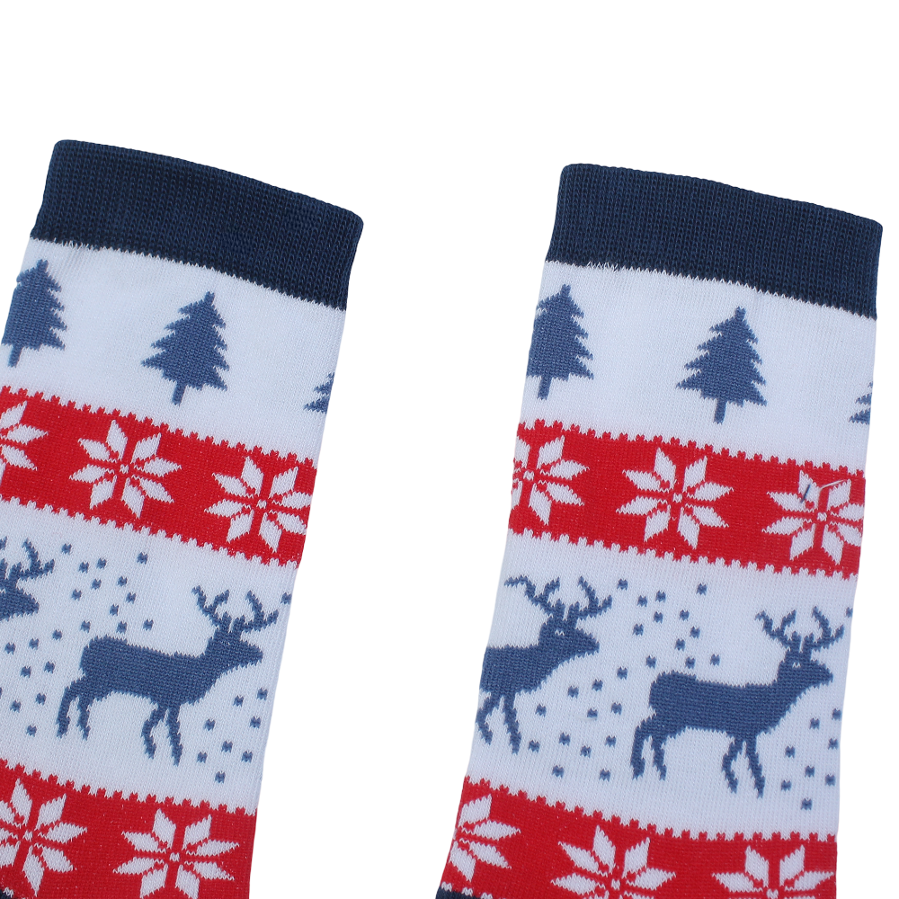 Unisex Cotton Socks – Blue with Reindeer Print