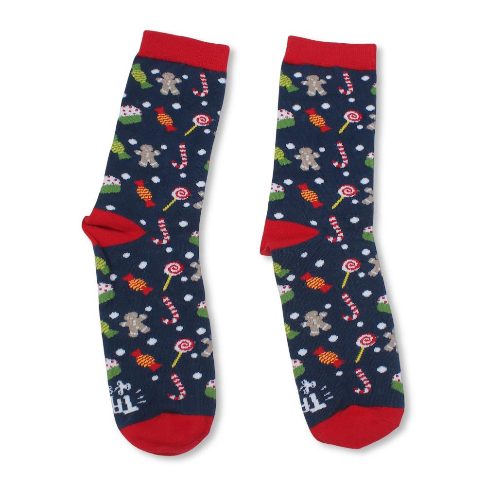 Unisex Cotton Socks – Blue with Candies Print