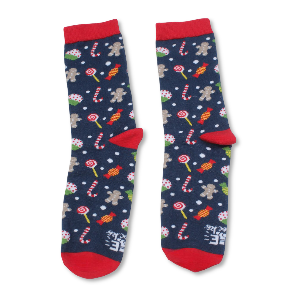 Unisex Cotton Socks – Blue with Candies Print