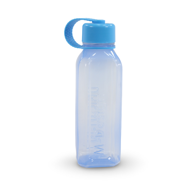 M-Design Square Bottle with Strap 650ml – Blue - School - M Design
