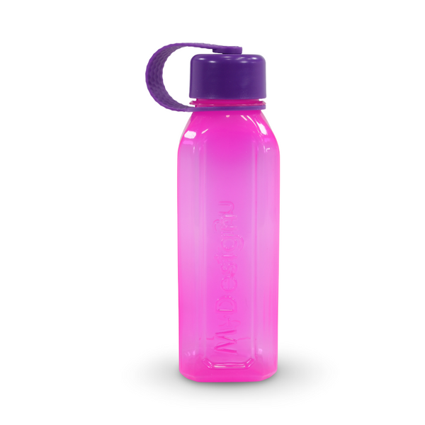 M-Design Square Bottle with Strap 650ml – Pink - School - M Design