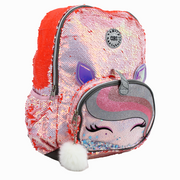Cubs Unicorn Lashes Glitter Pocket Purple Pink Junior Student Sequin Backpack