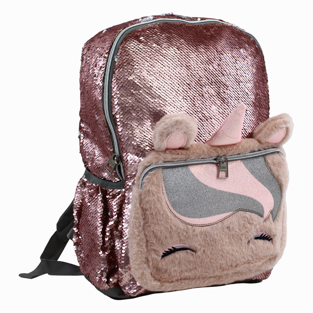 Cubs Matt Pink Sequin & Fur Unicorn Junior Student Backpack