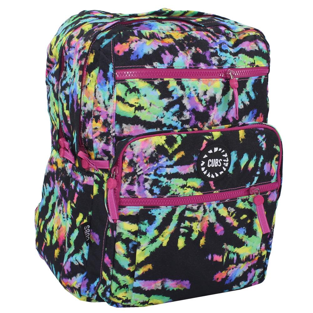 CUBS BLACK CANVAS NEON COLORS SENIOR STUDENT BACKPACK - Ourkids - Cubs