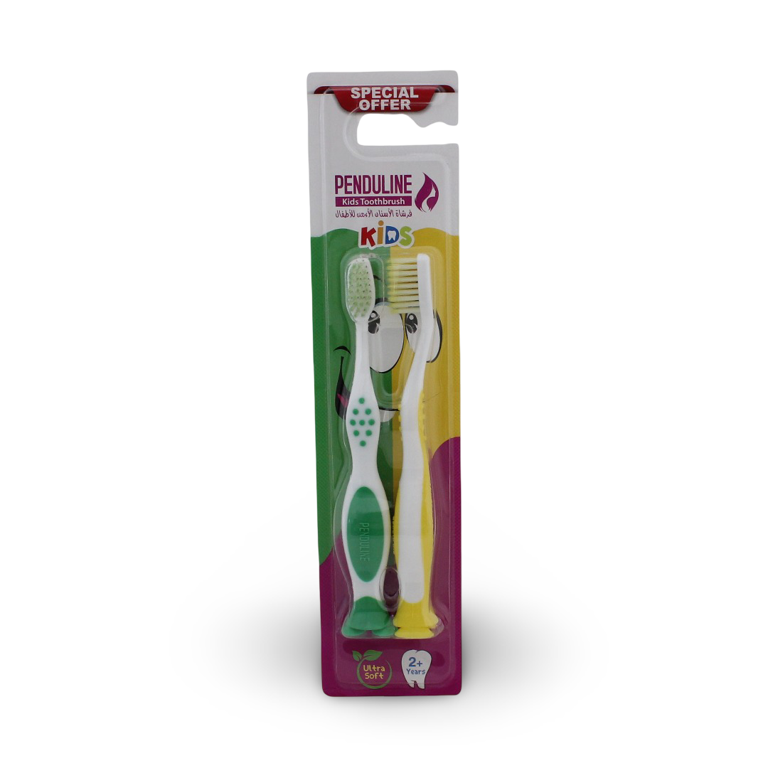 Penduline Tooth Brush – (Green & Yellow) Pack of 2 - Baby Essentials