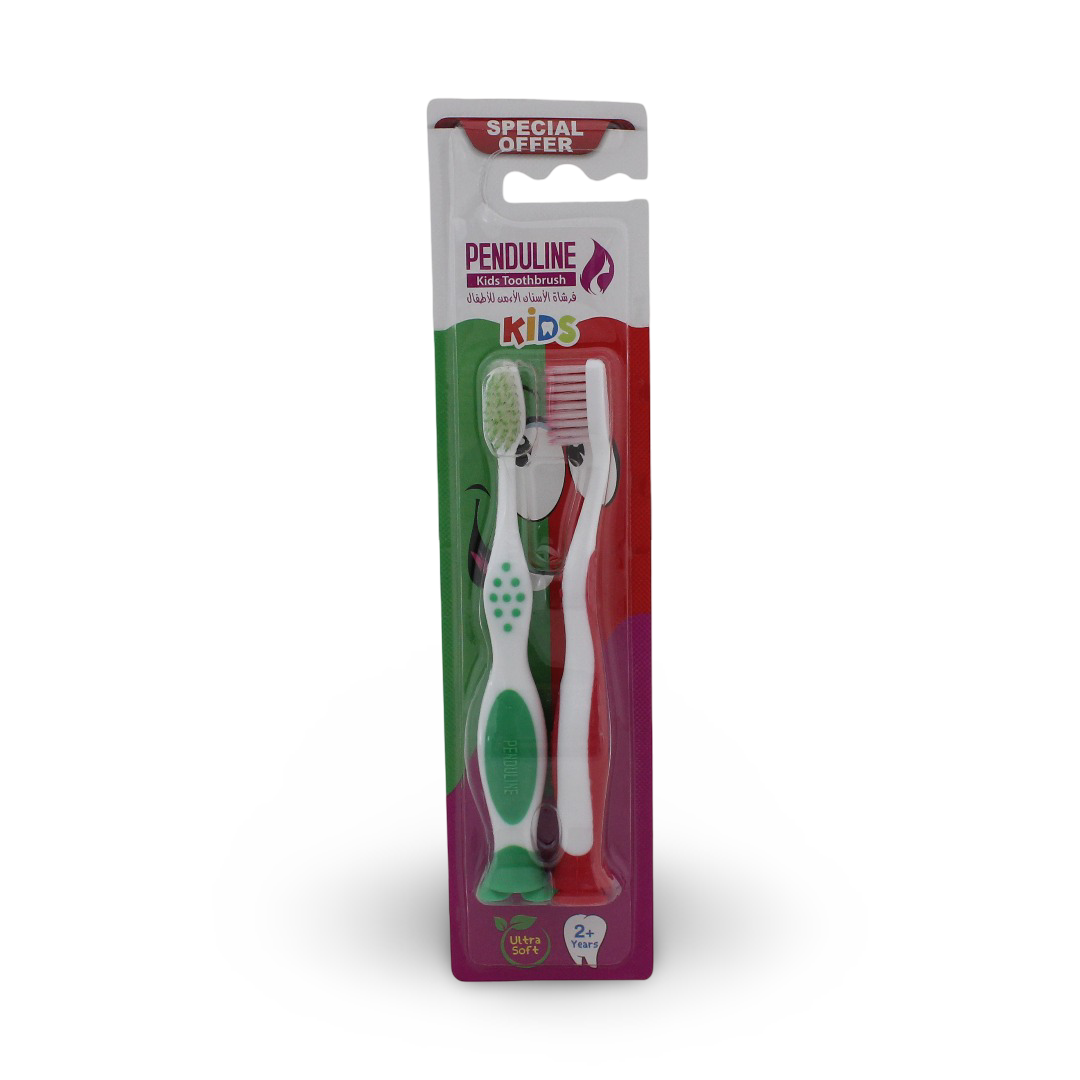 Penduline Tooth Brush – (Green & Red) Pack of 2 - Baby Essentials