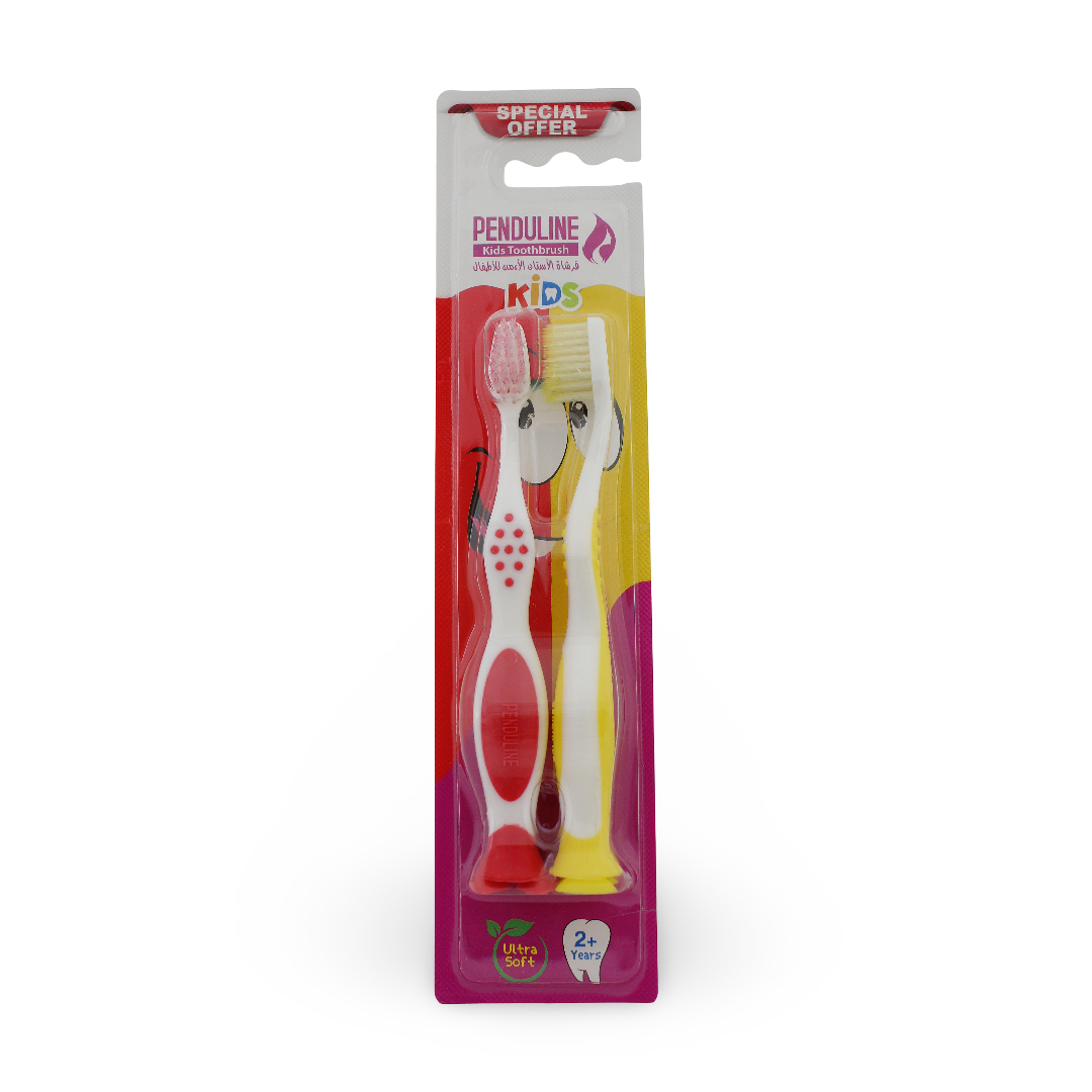 Penduline Kids Ultra Soft Toothbrushes – (Red & Yellow) Pack of 2 - Baby Essentials