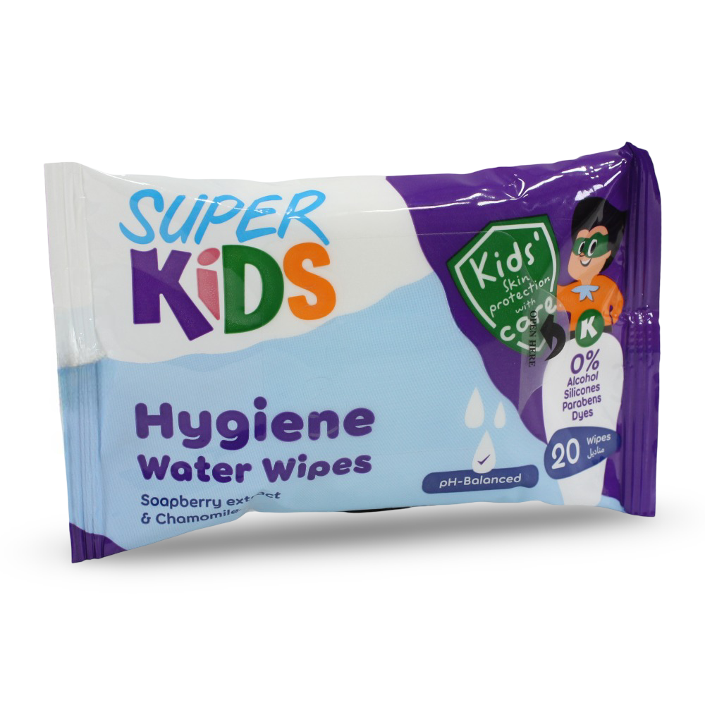 Super Kids Hygiene Water Wipes – 20 Wipes - Baby Essentials