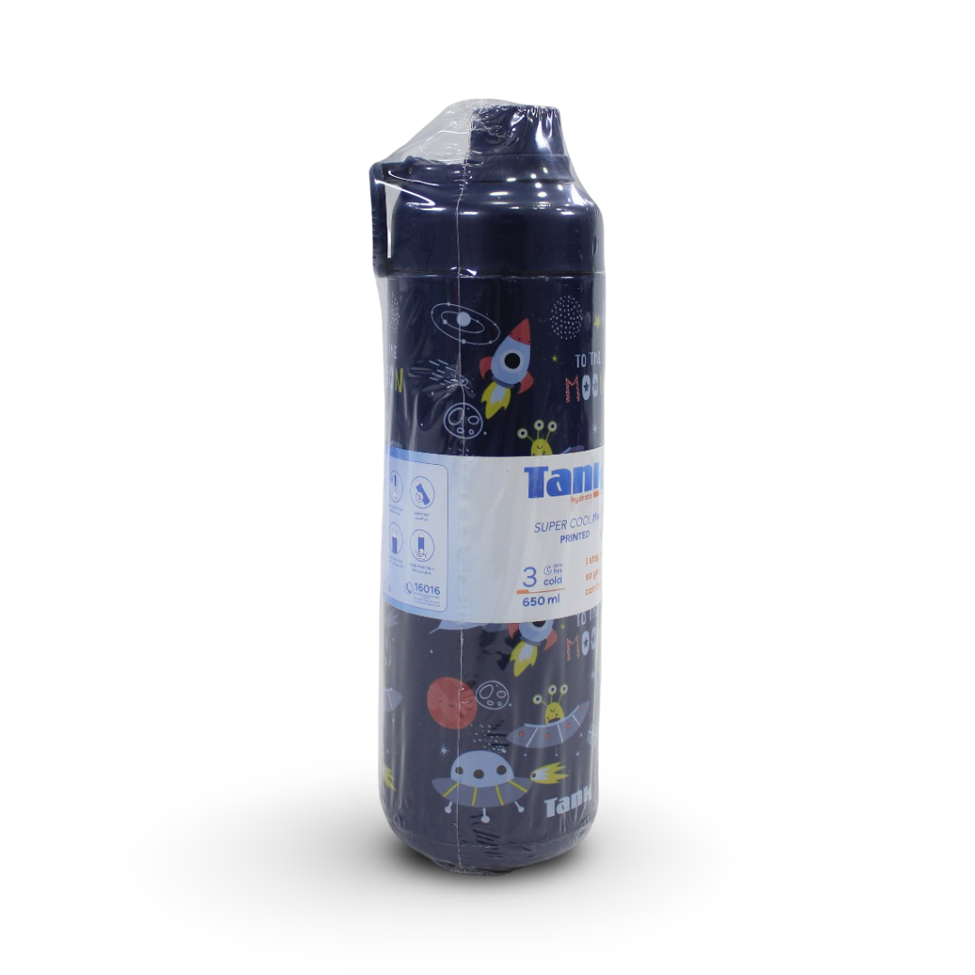 Tank Insulated Super Cool Mini Space Printed Bottle 650ml – Navy