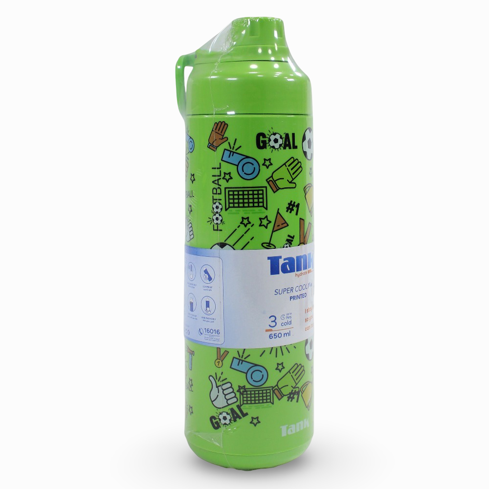 Tank Insulated Super Cool Mini Football Printed Bottle - 650ml