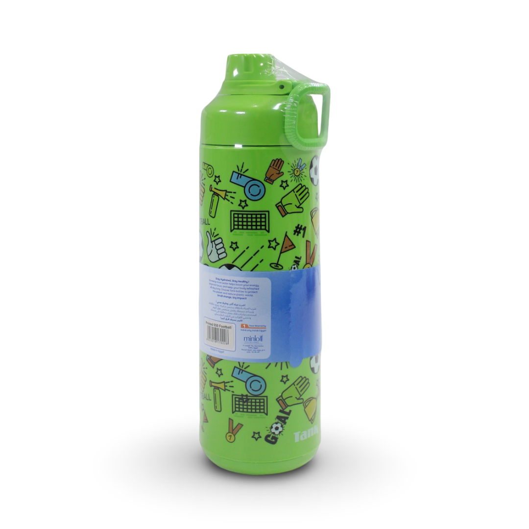 Tank Insulated Super Cool Mini Football Printed Bottle 650ml – Green