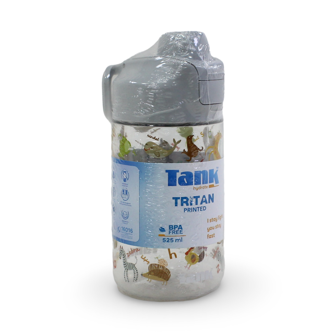 Tank Tritan Water Bottle 525ml – Animals Grey