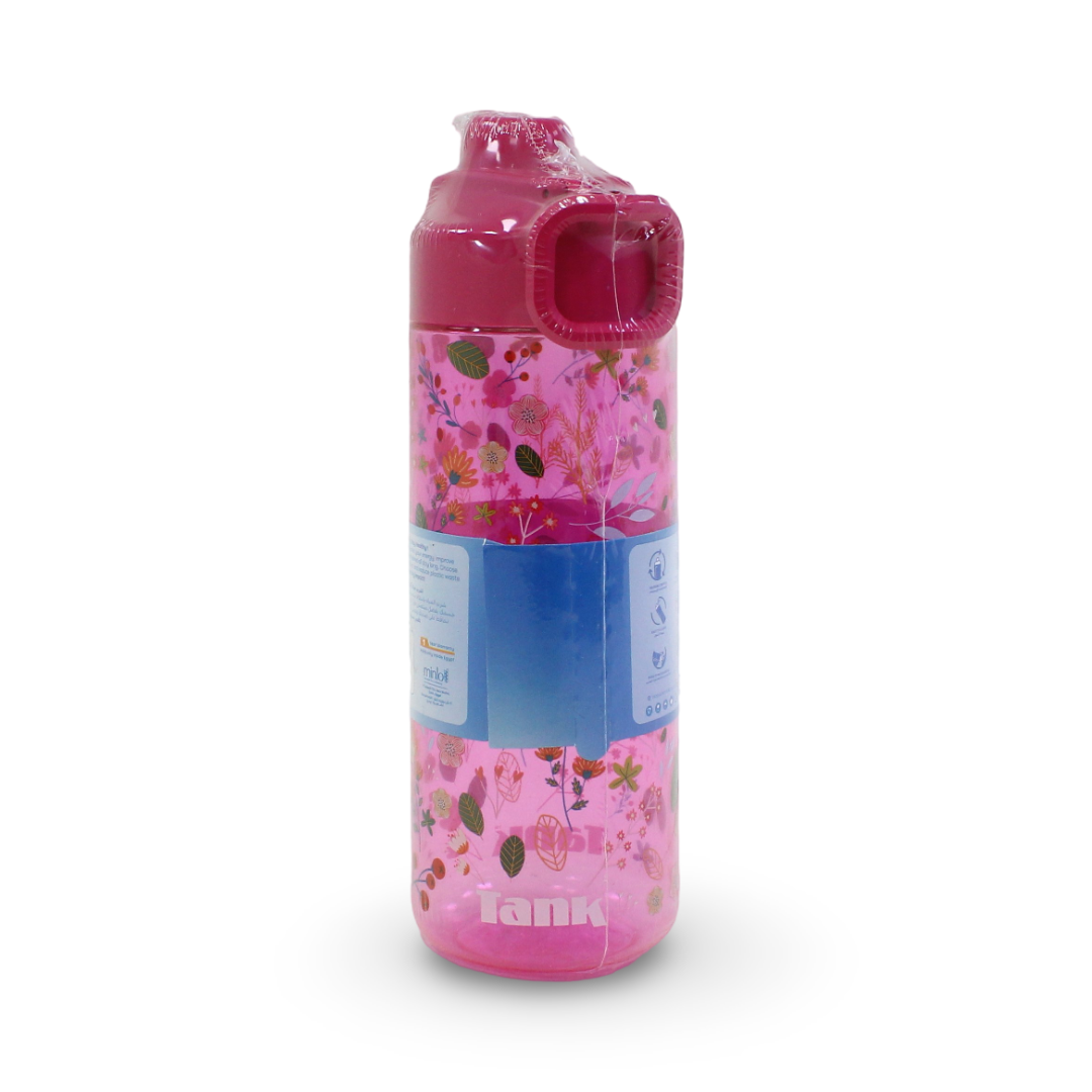 Tank Tritan Water Bottle 800ml – Flowers Pink (Plastic)