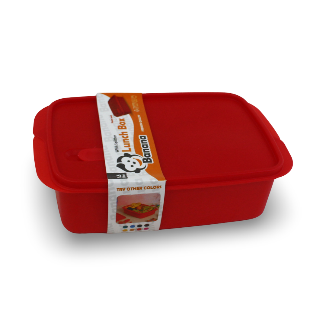 Banana Lunch Box with Splitter 2 Levels 1.5L – Red - School
