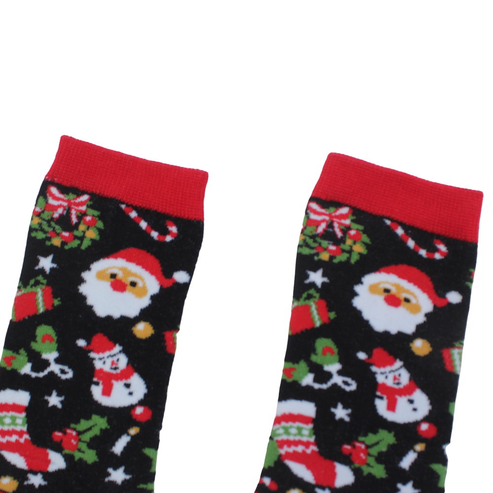 Unisex Cotton Socks – Black with Snowman Print