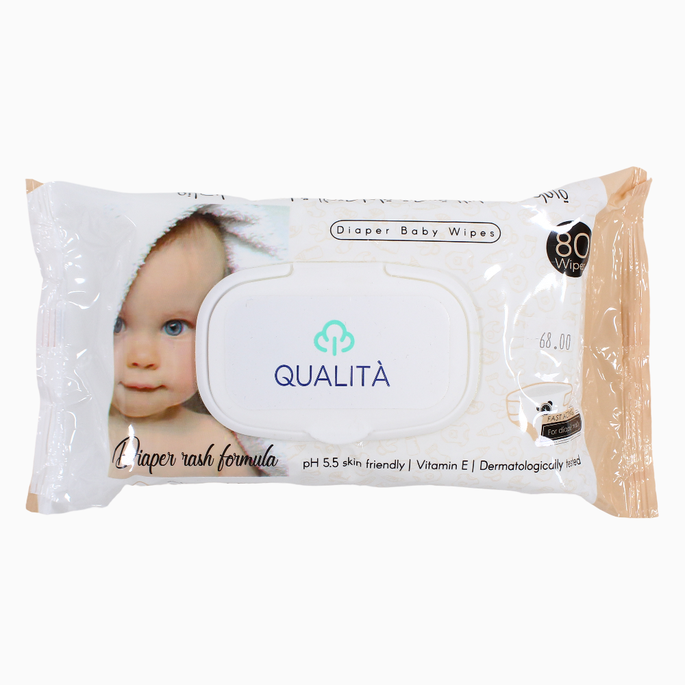 Qualitya Baby Wipes Containing Zinc for Treating Diaper Rash 80 Wipes