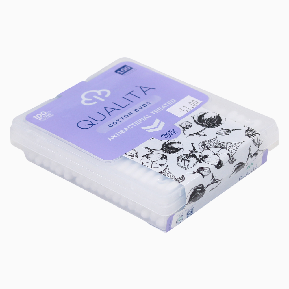 Qualita Antibacterial Baby Cotton Buds – 100pcs - Baby Essentials
