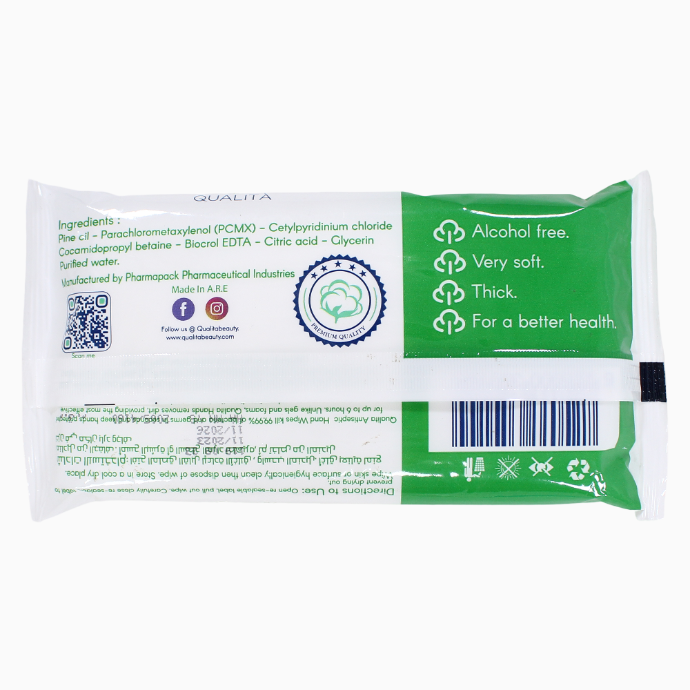 Qualita Baby Wet Wipes – 40 pcs (Antibacterial, Pineapple Scent)