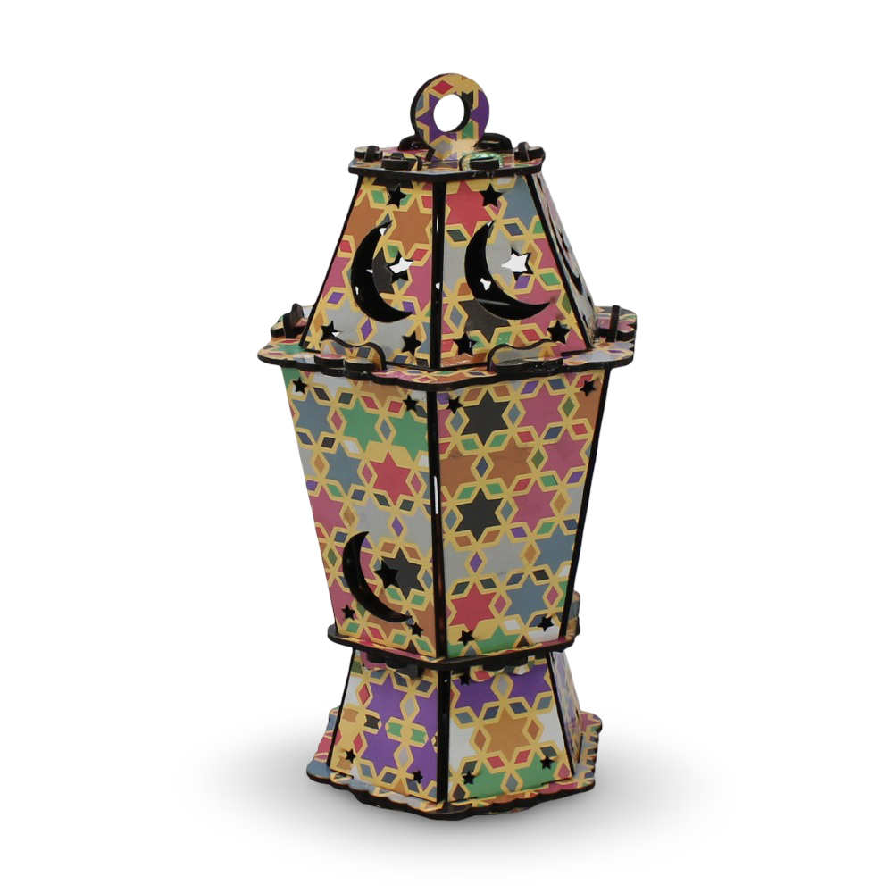 Nilco Ramadan Wooden Lantern – Orange Traditional Decorative Fanous - Party