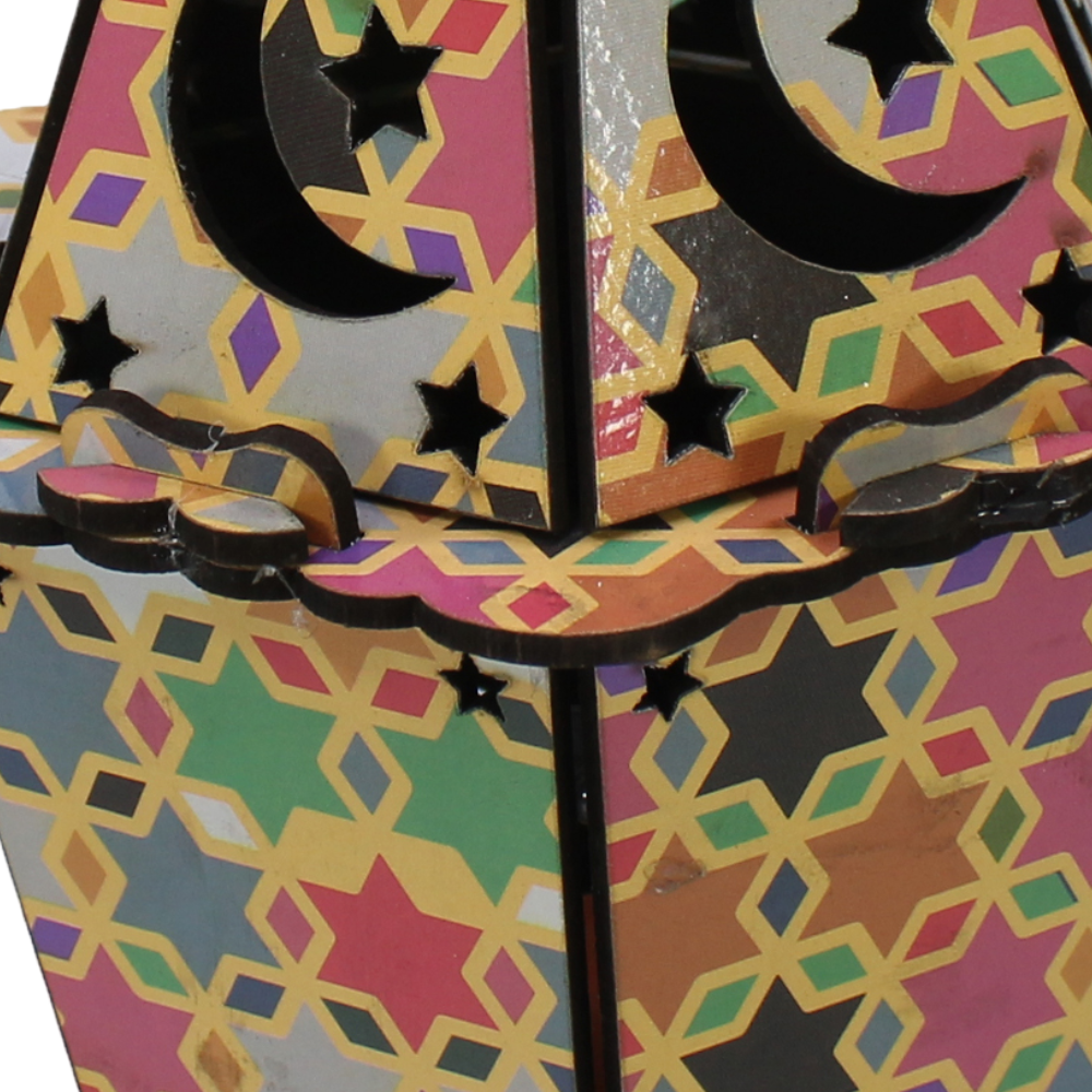 Nilco Ramadan Wooden Lantern – Orange Traditional Decorative Fanous