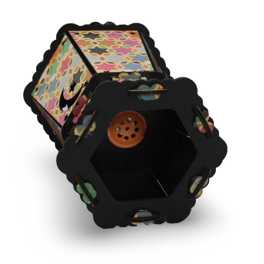 Nilco Ramadan Wooden Lantern – Orange Traditional Decorative Fanous