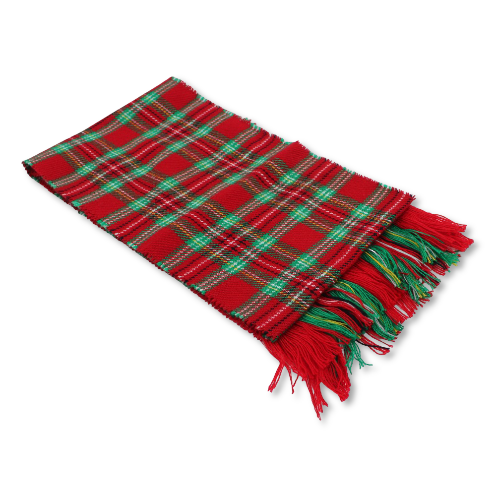 Unisex Checkered Winter Scarf – Red