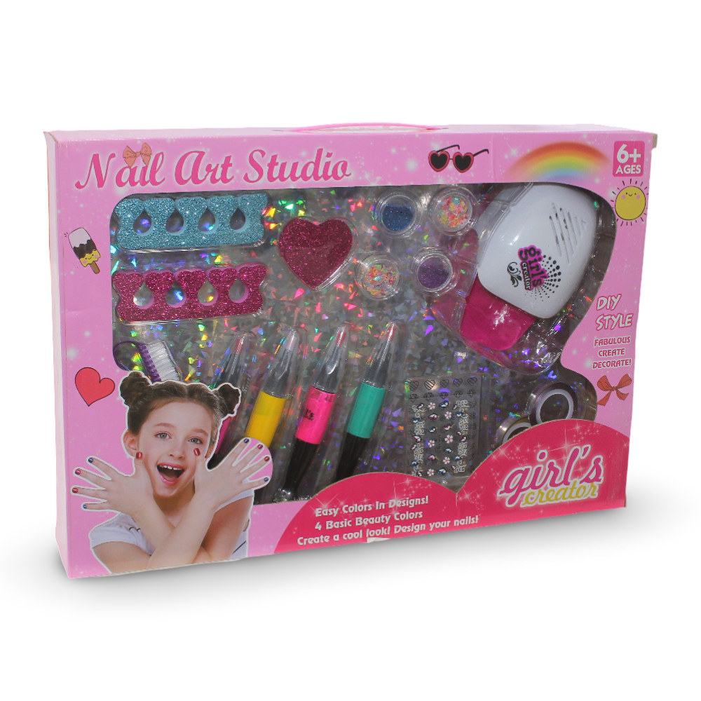 Girls Nail Art Studio Play Set – Creative DIY Beauty Kit - Toys - OKO