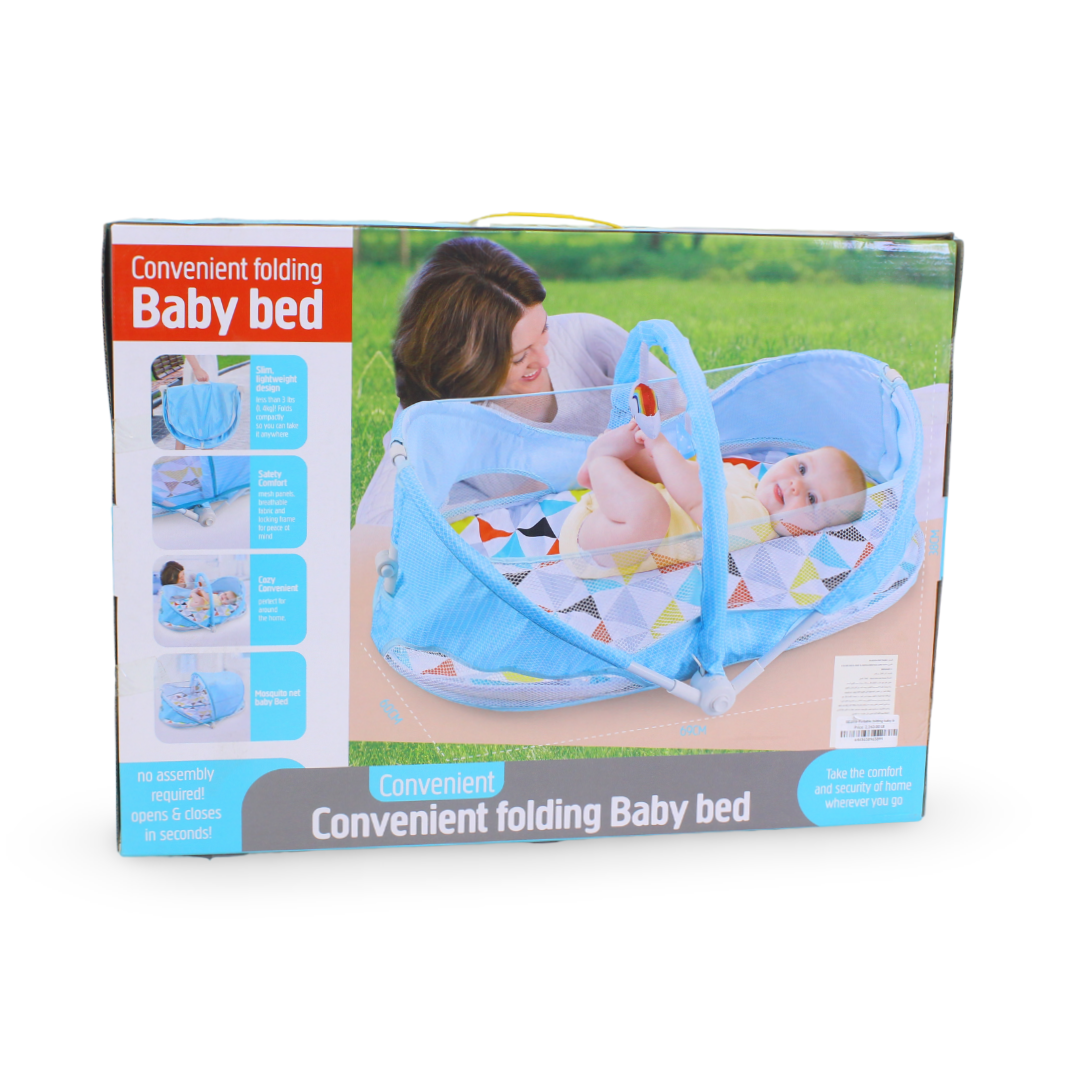 Convenient Folding Baby Bed – Baby Blue