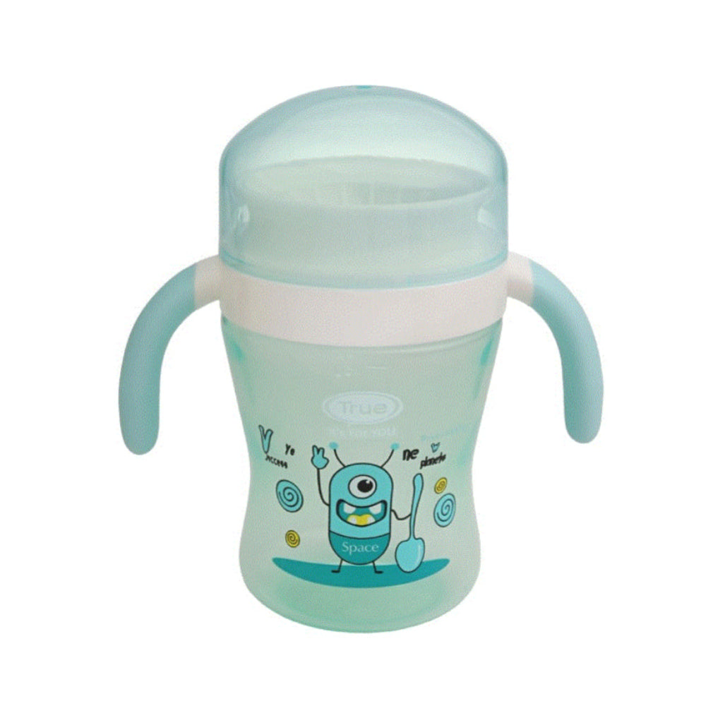 True 360° Training Cup with Handles & Cover – 240ml (12+ months) – Aqua