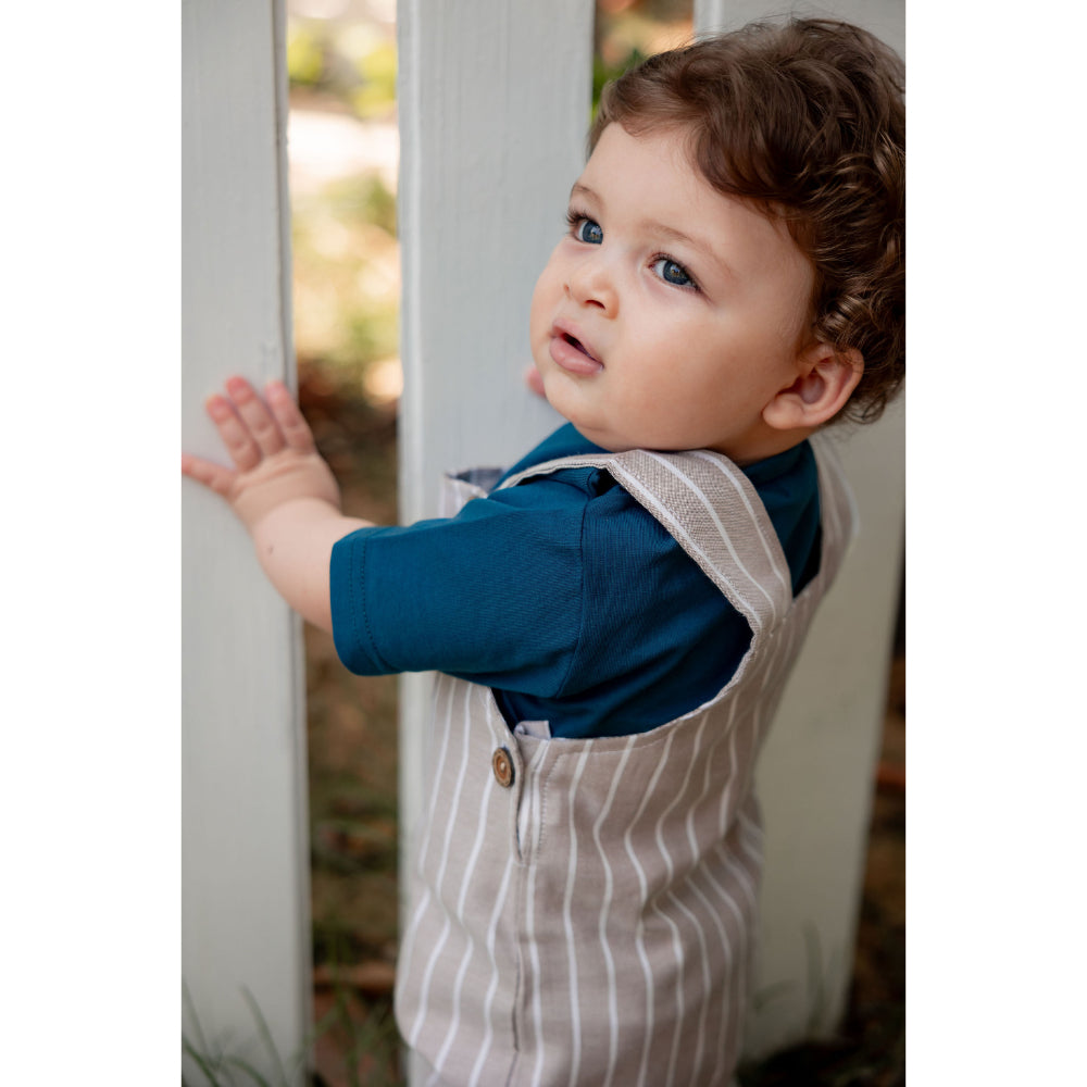 Baby Boys Linen & Cotton 2-Piece Mini Gentleman Romper (Salopet + T-Shirt)