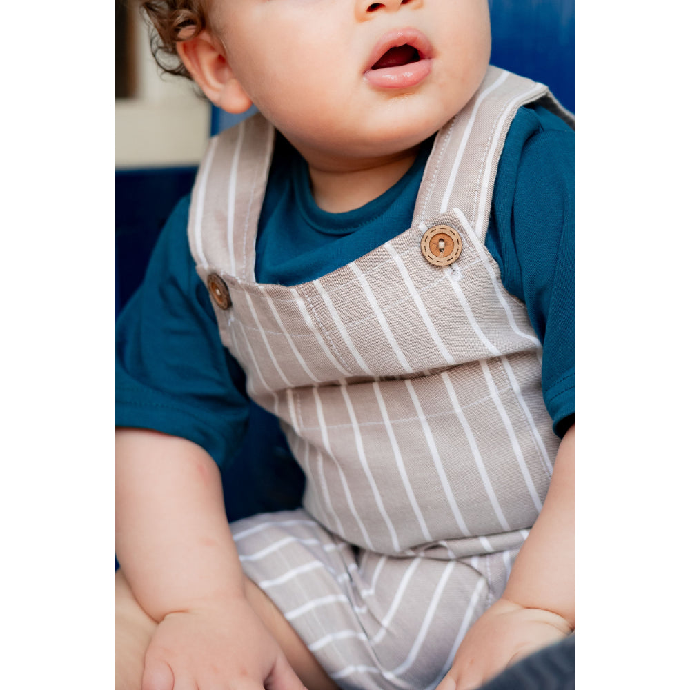 Baby Boys Linen & Cotton 2-Piece Mini Gentleman Romper (Salopet + T-Shirt)