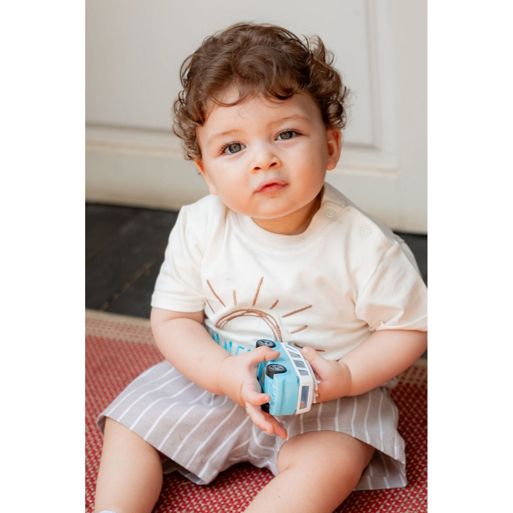 Baby Boys Linen & Cotton 2-Piece Little Sunshine Outfit Set – Beige + Off-White