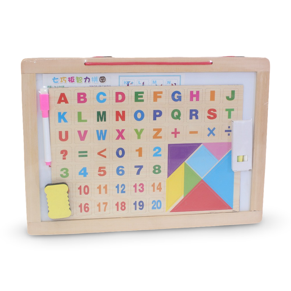 Double-Sided Wooden Learning Board for Children (38 x 27cm)